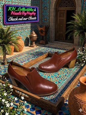 Artisan Made in Iran Brown Leather Block Heel Loafers - EU 40